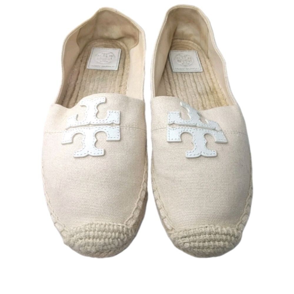 Tory Burch Weston Natural Logo Espadrille Flats Women's Shoes Size 8 M